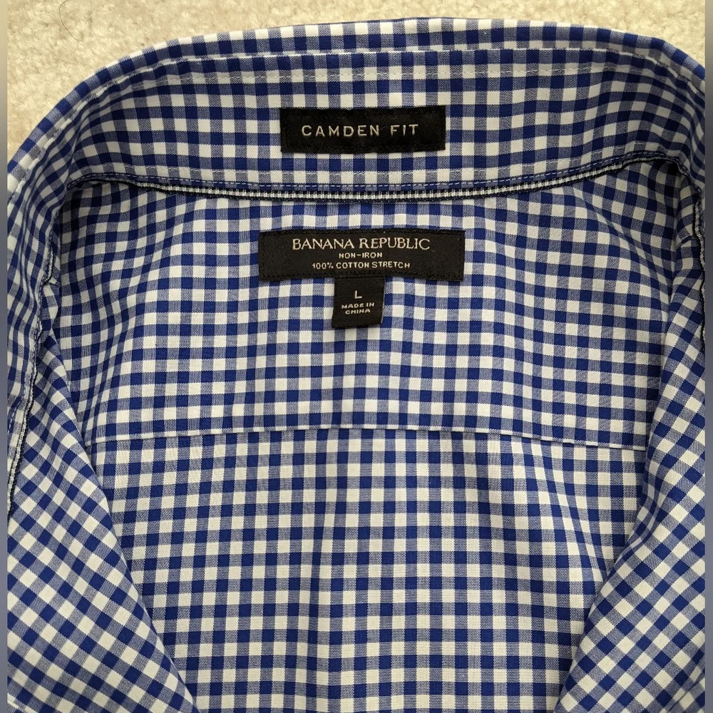 Banana Republic non-iron dress shirt large blue white